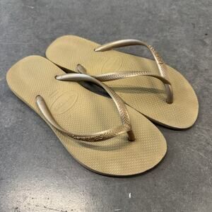 Vintage Y2k Havaianas Gold Sandal Flip Flops 37/8